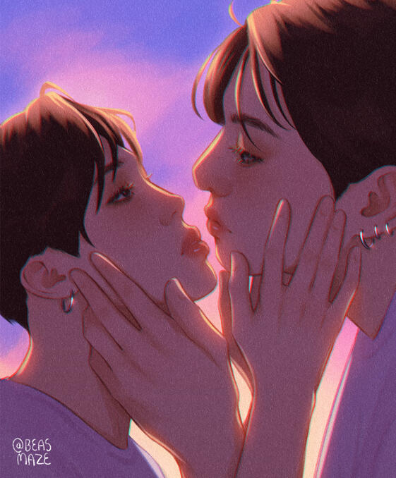 duas pessoas até o busto, pintura simples